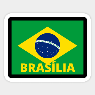 Brasília City in Brazilian Flag Sticker